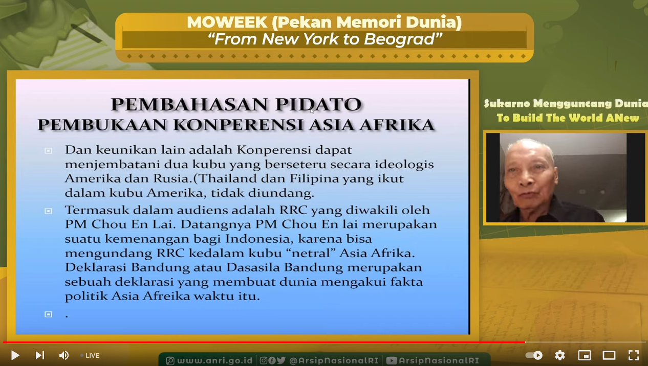 Webinar Sukarno Mengguncang Dunia dalam Kegiatan Pekan Memori Dunia