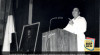 Dr. Ruslan Abdul Gani Menteri Perhubungan dengan Rakyat  memberikan ceramah pada Pembukaan  Indoktrinasi bagi Pegawai Departemen Perhubungan Darat Pos Telkom - Pariwisata di Hotel Indonesia Jakarta 17 Januari 1966.