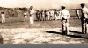 Foto upacara peletakan batu pertama pembangunan gedung Akademi Angkatan Udara di sebelah selatan lapangan terbang Adisucipto pada 11 April 1960. Tampak hadir Sultan Hamengkubuwono IX dan Komodor Udara Suryadi Suryadarma.