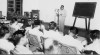 Foto kegiatan Sekretaris Jenderal Kementerian Penerangan Roeslan Abdulgani saat membuka kursus staf Pegawai Kementerian Penerangan bersama Wakil Presiden Moh. Hatta, 9 Mei 1952