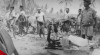 Foto pemilik hewan ternak dengan membawa hewan peliharaannya hadir dalam penyuluhan pencegahan penyakit “Surra” yang dilakukan oleh Jawatan Kehewanan di Sumbawa. 5 Maret 1956