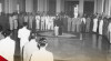 Foto Presiden Sukarno melantik Arnold Mononutu sebagai Menteri Penerangan dalam Kabinet Wilopo di Istana. 03 April 1952